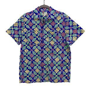 J.Crew Men's Button-Up Short Sleeve Shirt Bold Geometric Print Camp Collar Small